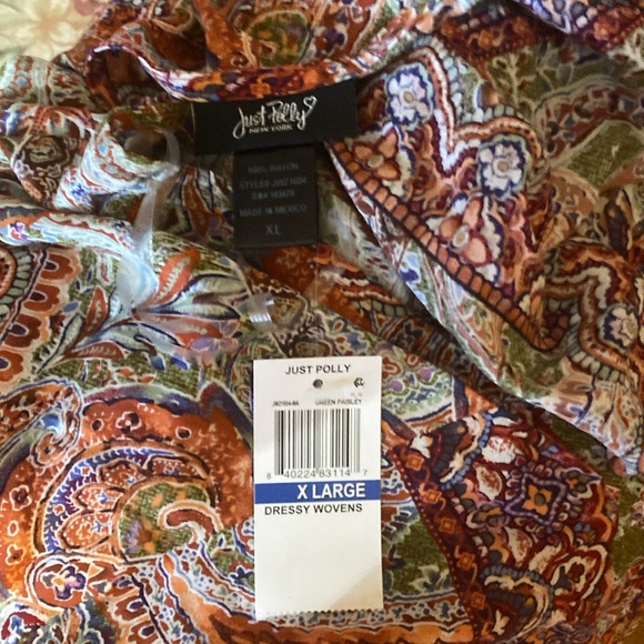 ❤️NWT Boho Paisley Top with tie waist. Size XL❤️ - Picture 6 of 6